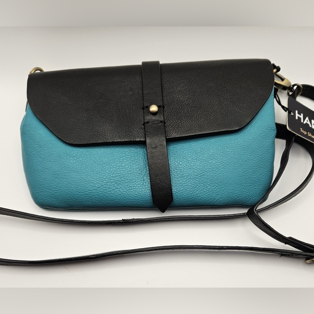 Hadaki XBody Leather Convertible Crossbody in Turquoise and Black